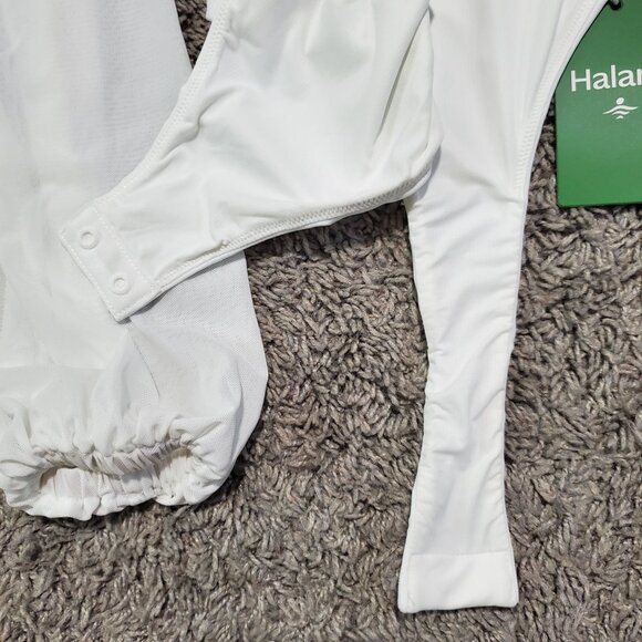 NWT Halara Puff SLeeve Square Neck Snap Bodysuit in White - XS - Picture 5 of 8